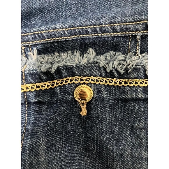 Catherines Womens Plus Size 2X Denim Jean Jacket Gold Tone Buttons Fringe Accent - Picture 5 of 9
